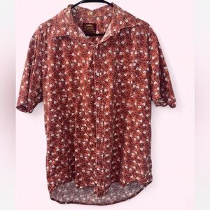 Burnt Orange Cat Print Shirt